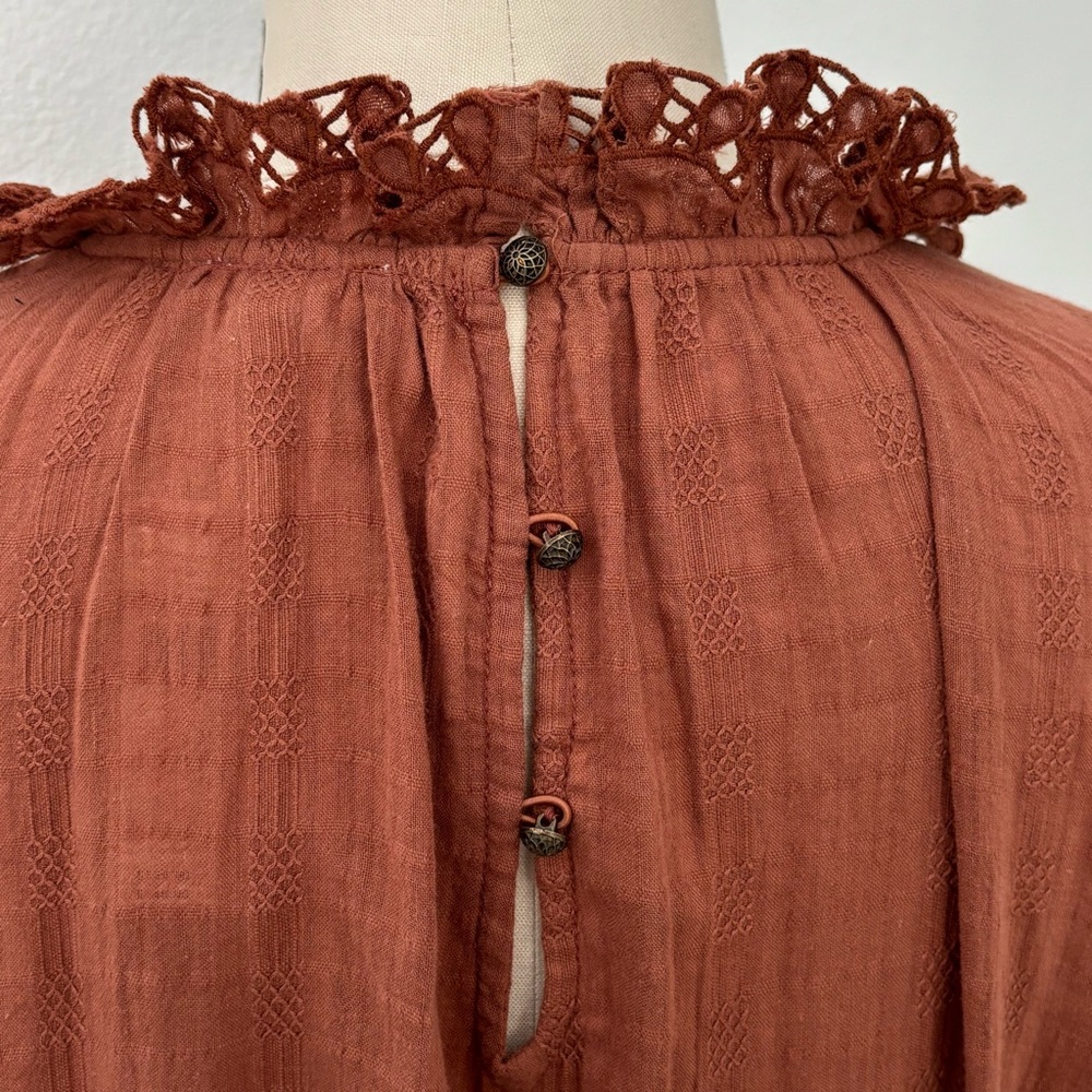 Anthropologie Pilcro Bubble Blouse NWT Rust Cotton Long-Sleeve Victorian XL - Picture 9 of 12
